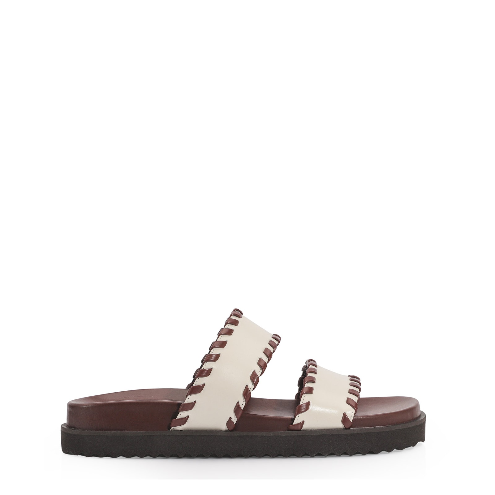 Papete Couro Off White/Marrom