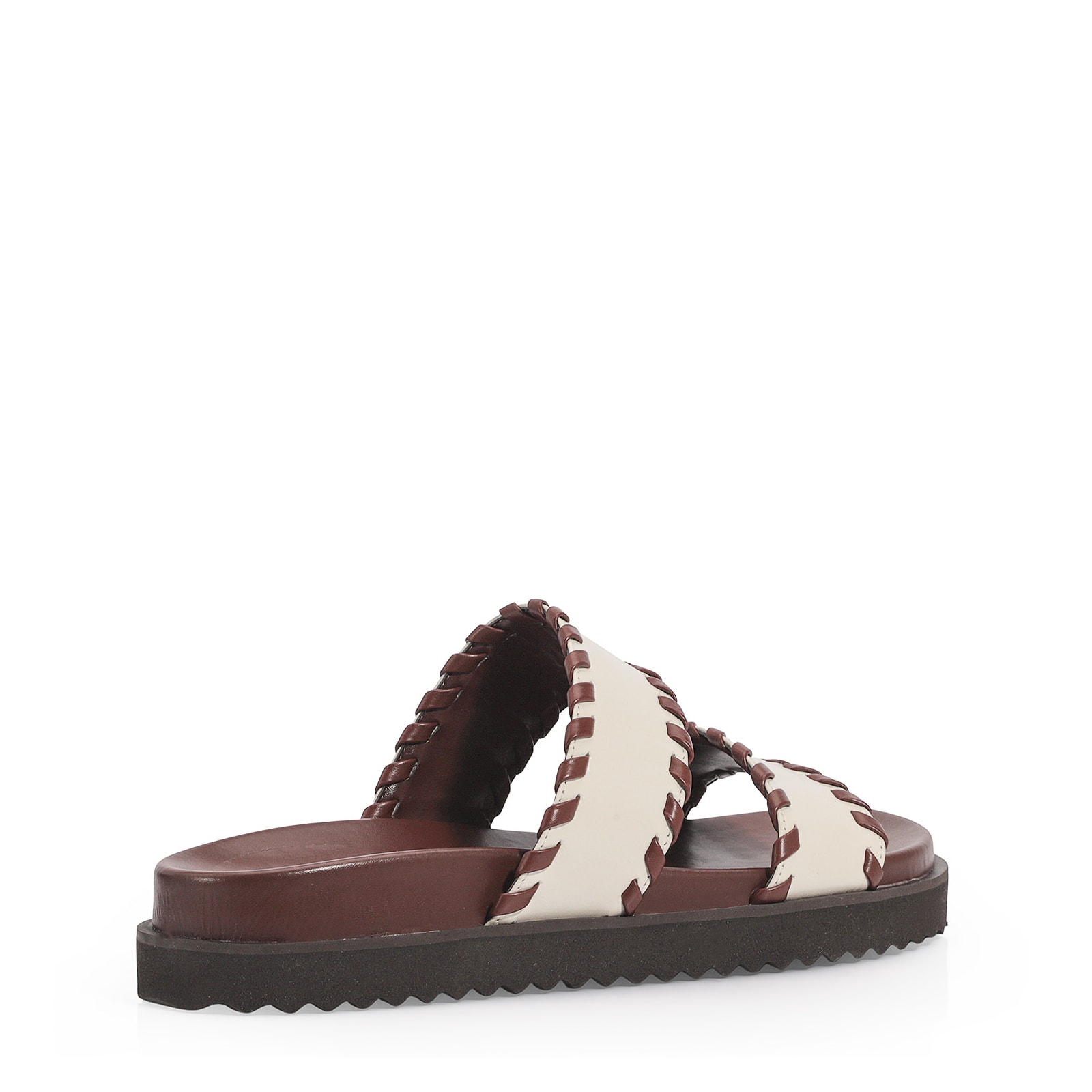 Papete Couro Off White/Marrom