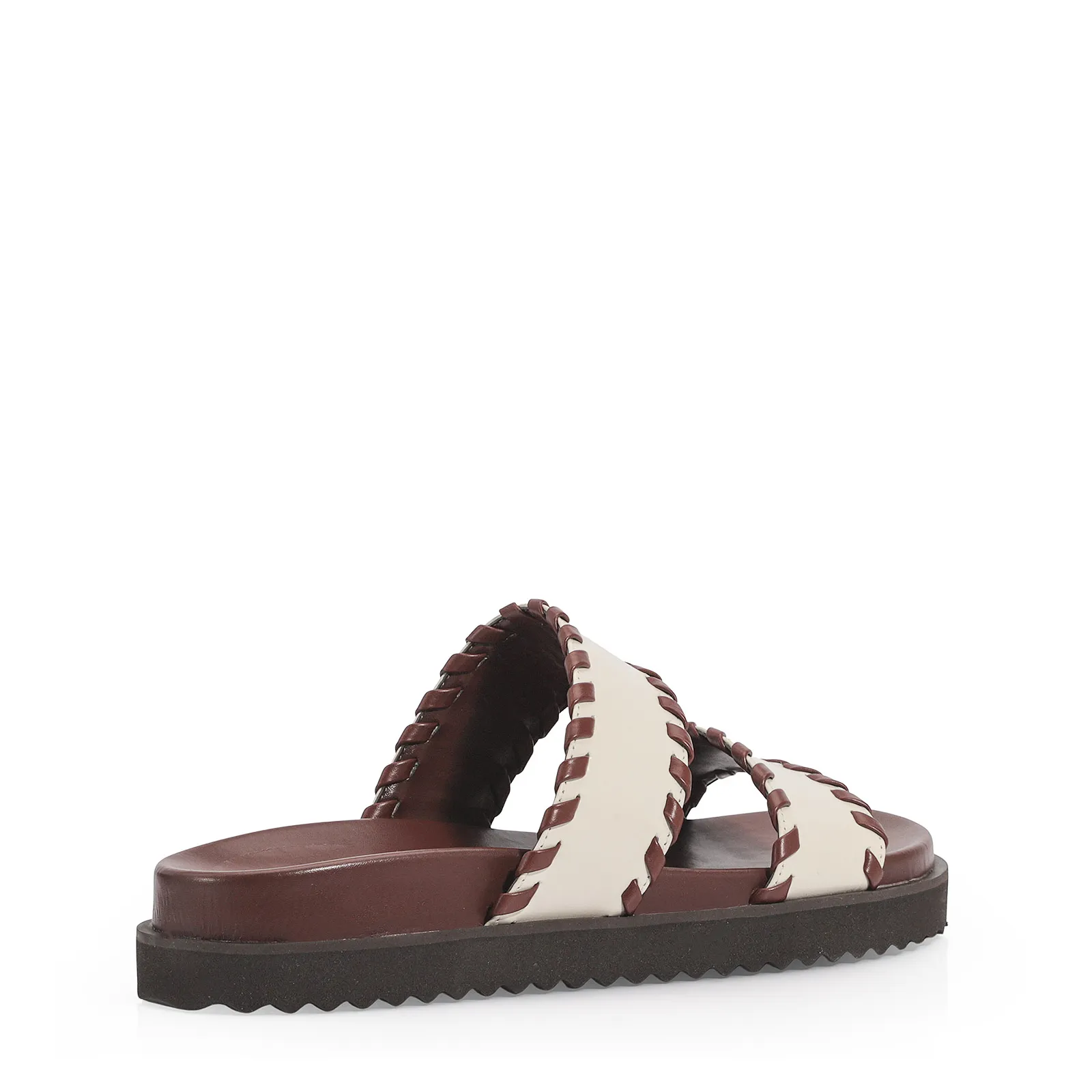 Papete Couro Off White/Marrom