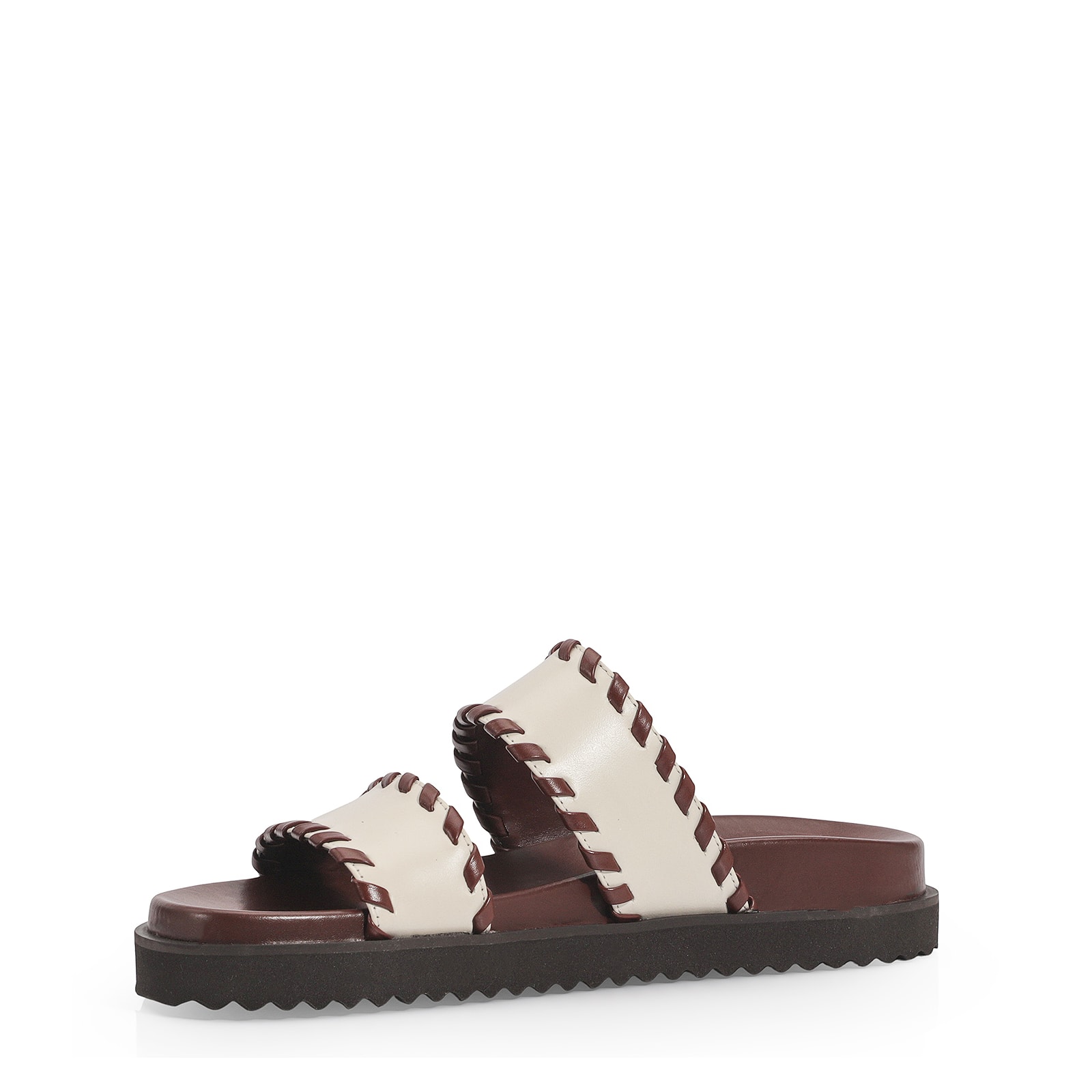 Papete Couro Off White/Marrom
