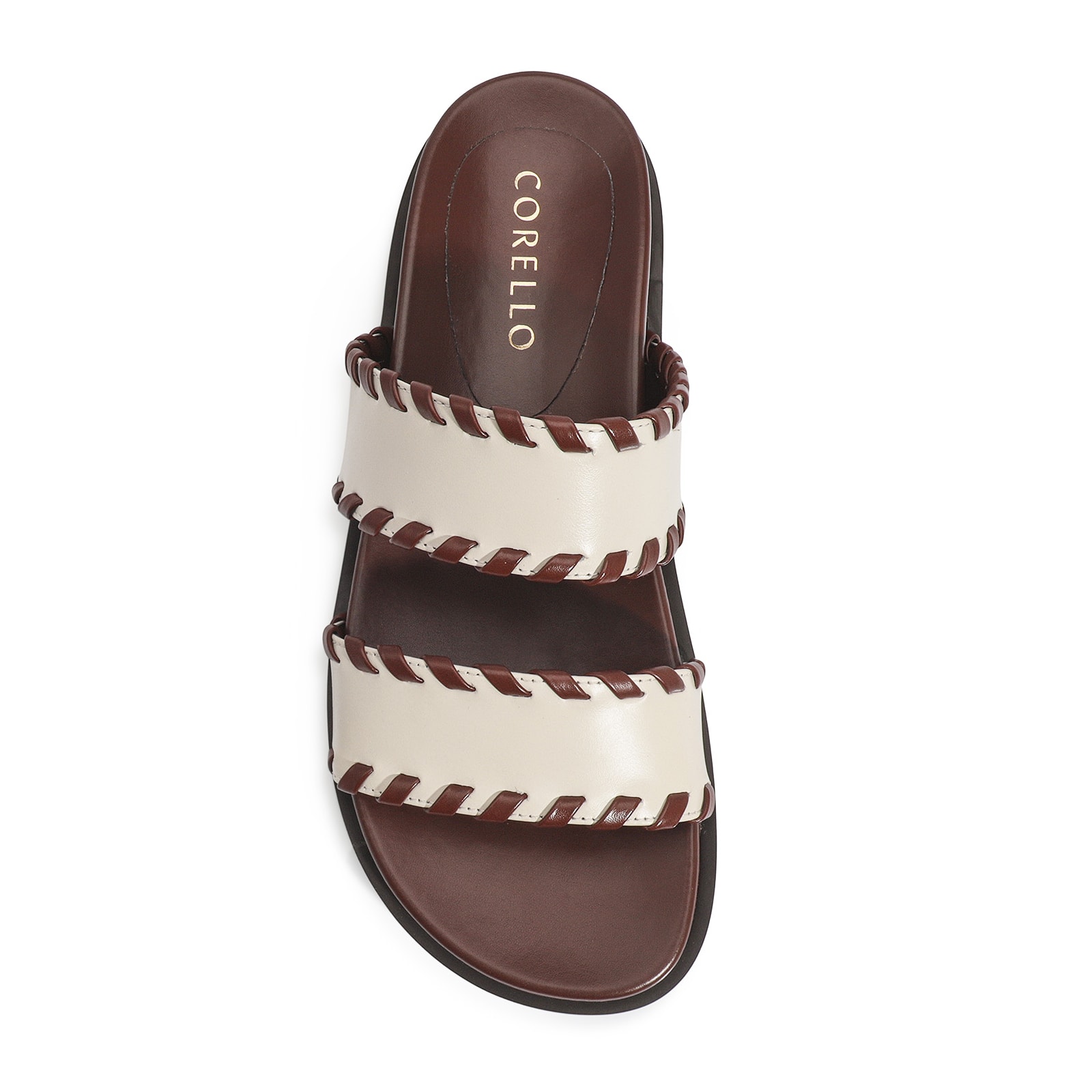 Papete Couro Off White/Marrom