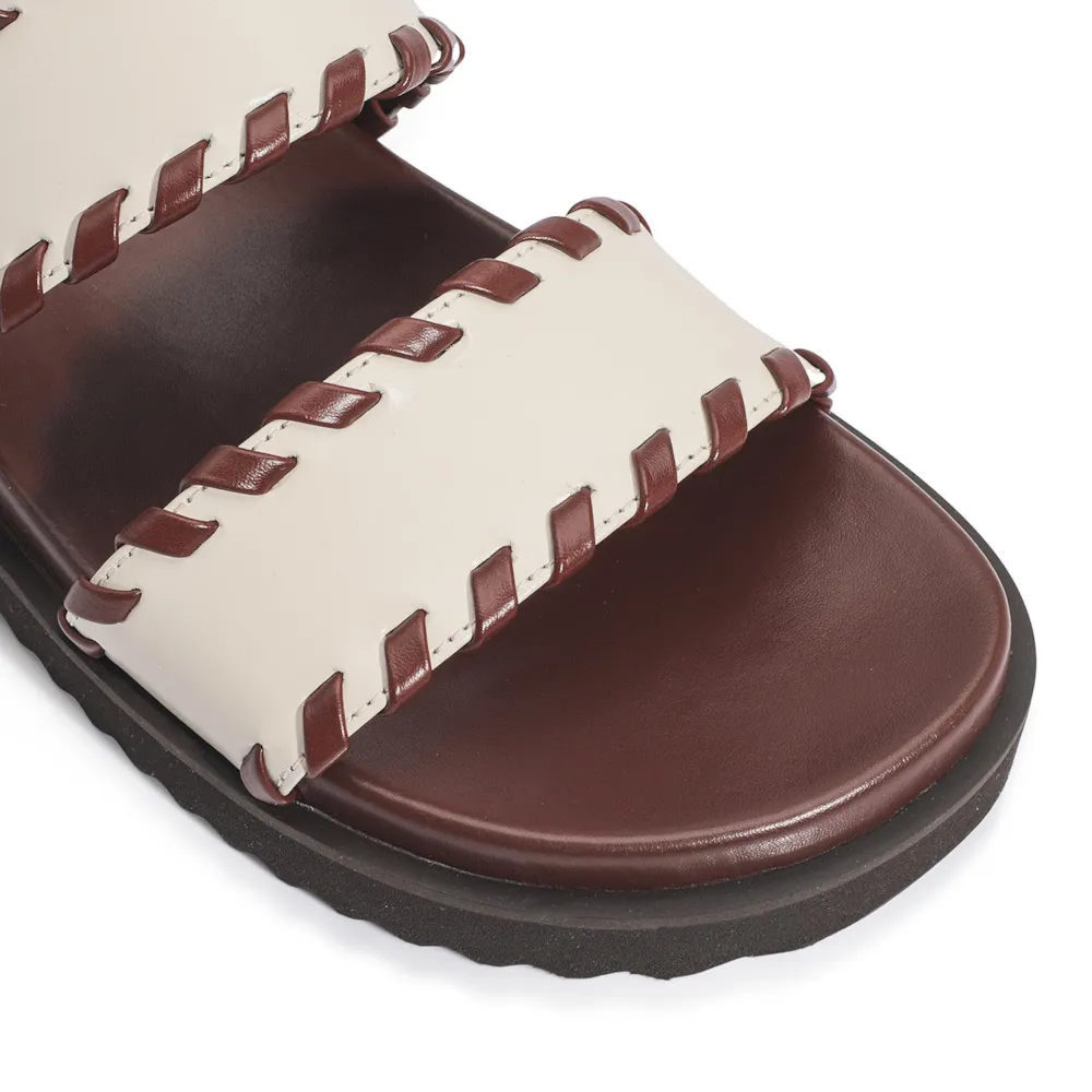 Papete Couro Off White/Marrom - imagem 7