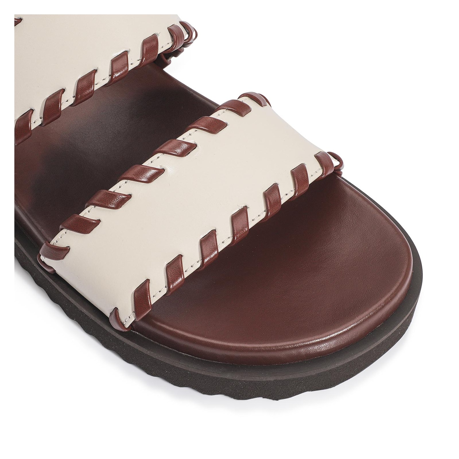 Papete Couro Off White/Marrom