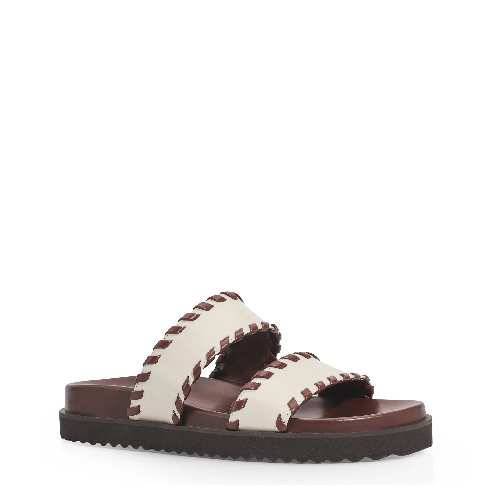 Papete Couro Off White/Marrom