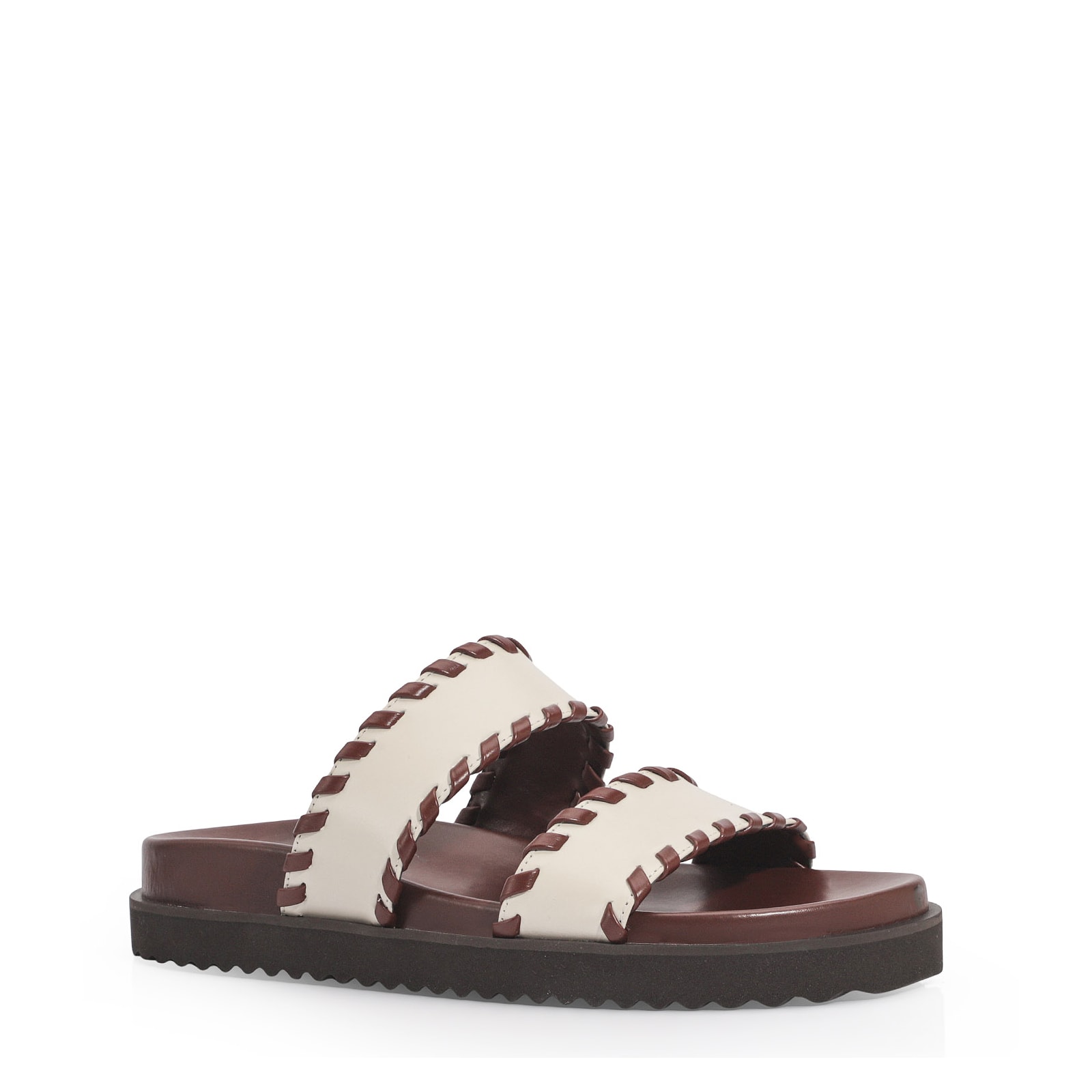 Papete Couro Off White/Marrom