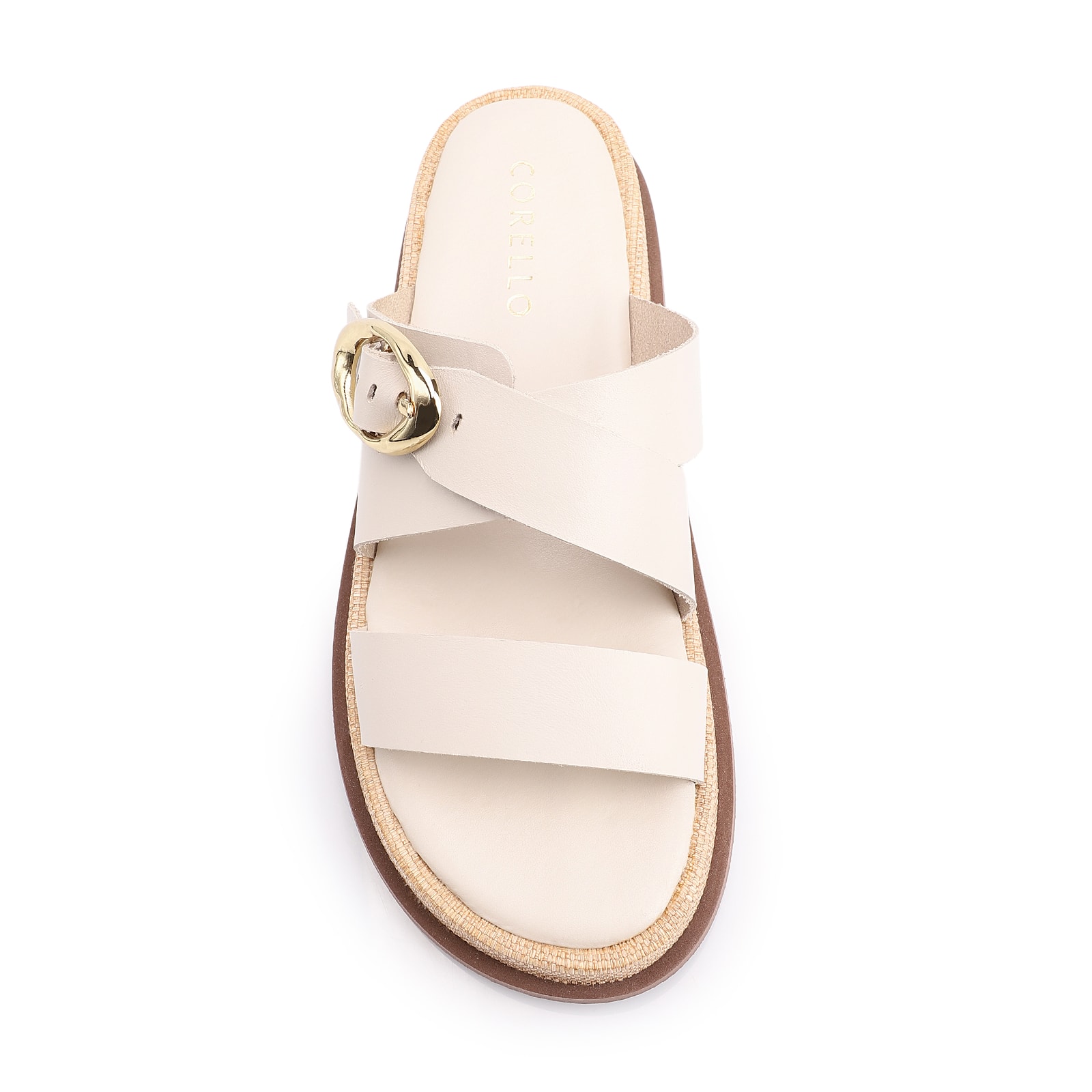 Papete Couro Off White/Ráfia Natural