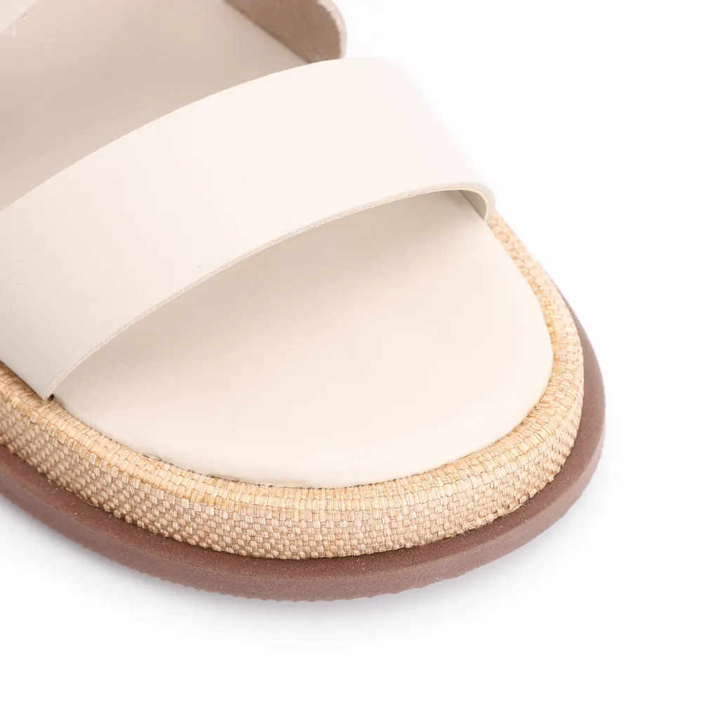Papete Couro Off White/Ráfia Natural - imagem 5
