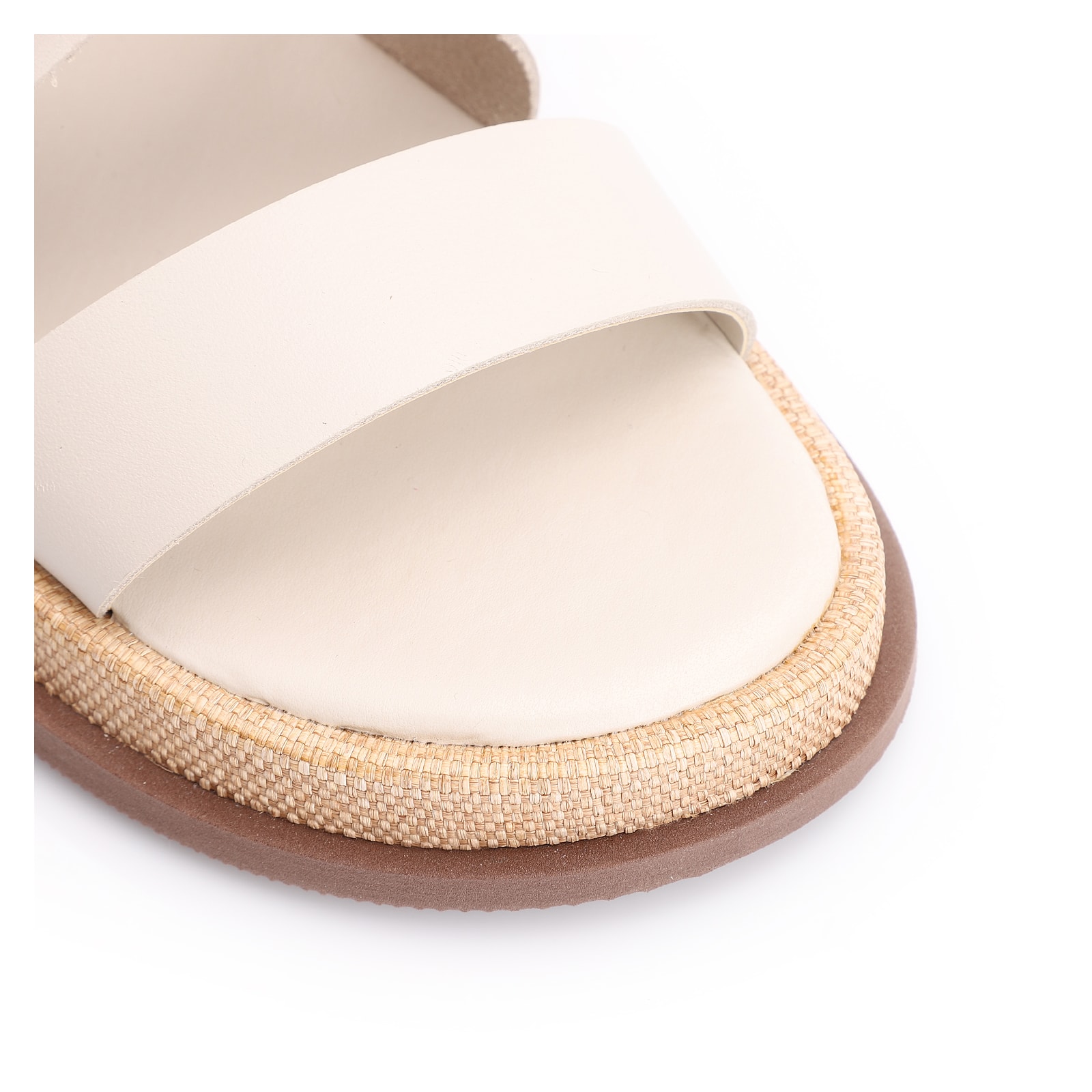 Papete Couro Off White/Ráfia Natural