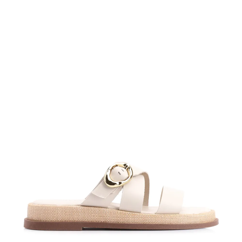 Papete Couro Off White/Ráfia Natural - imagem 2