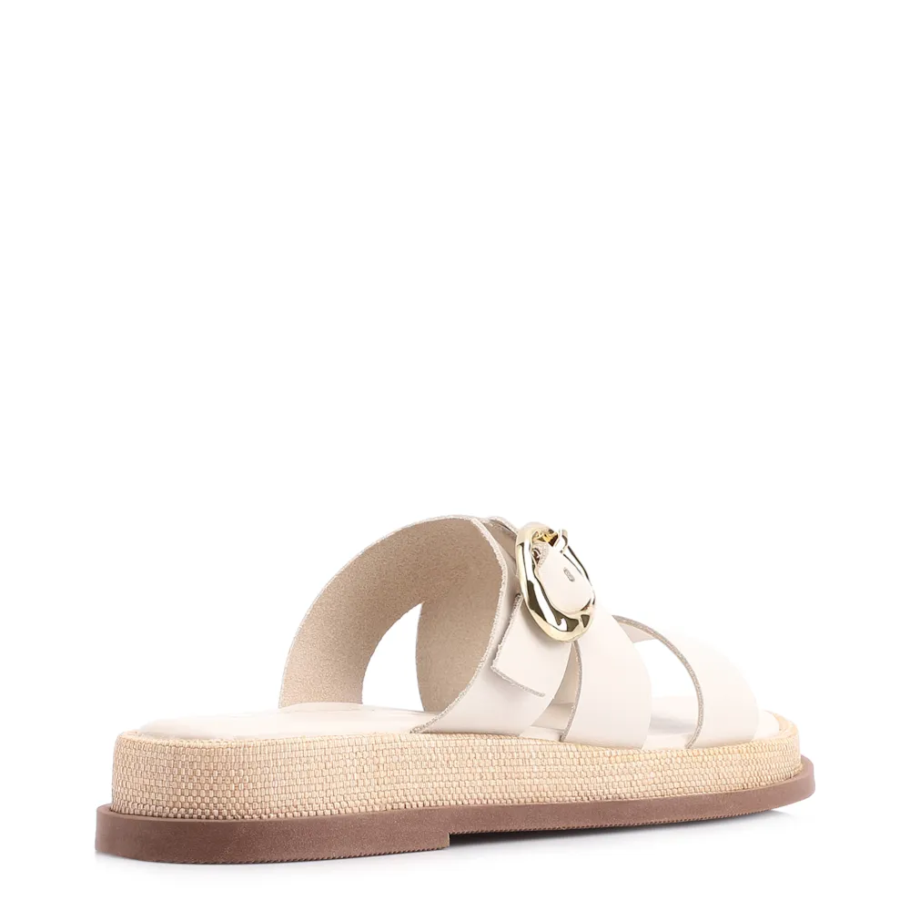 Papete Couro Off White/Ráfia Natural - imagem 3