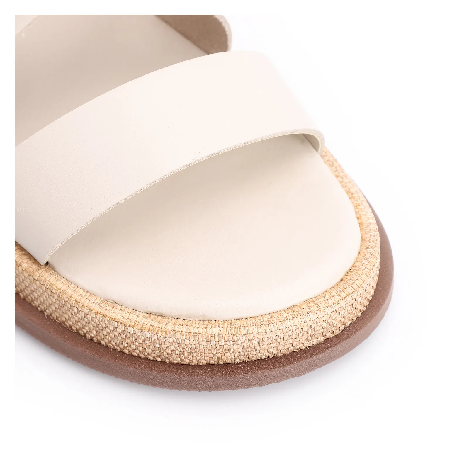 Papete Couro Off White/Ráfia Natural