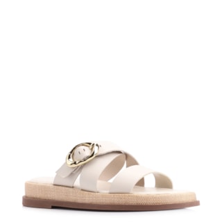 Couro Off White/Ráfia Natural