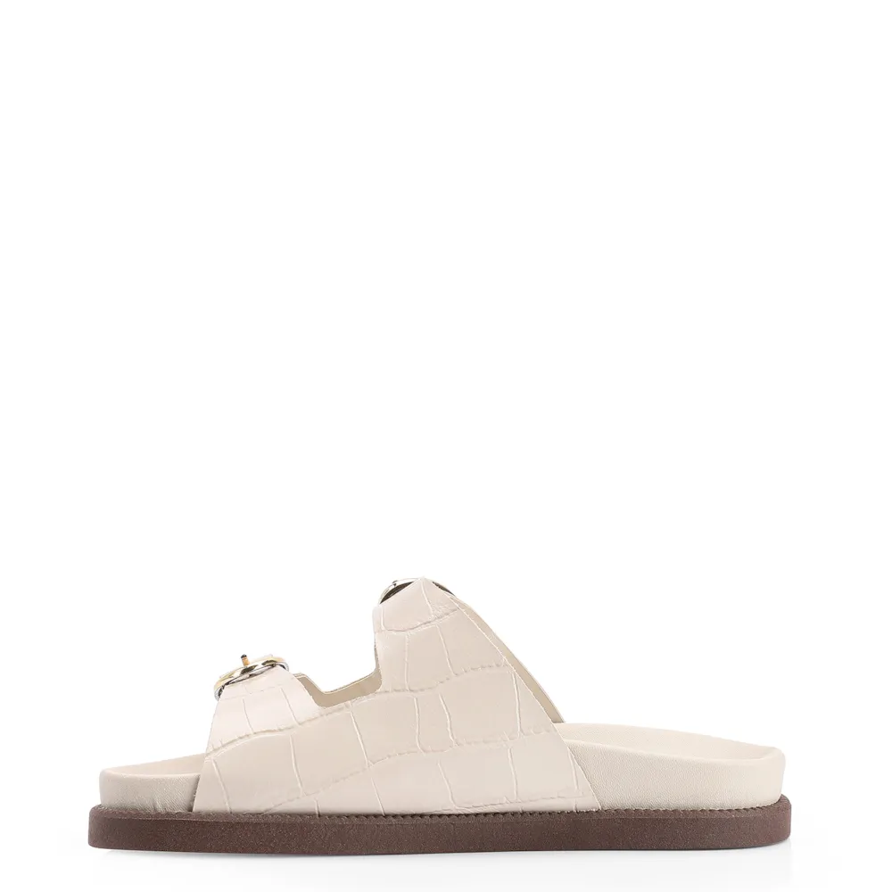 Papete Fivelas Couro Croco Off White - imagem 4