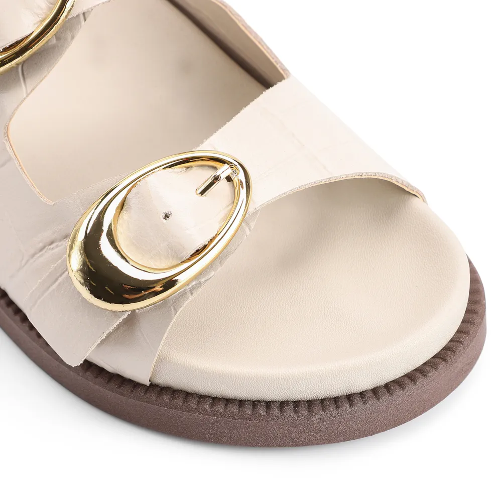 Papete Fivelas Couro Croco Off White - imagem 6