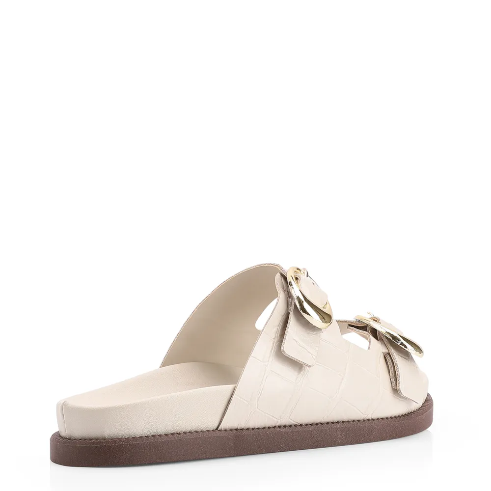 Papete Fivelas Couro Croco Off White - imagem 3