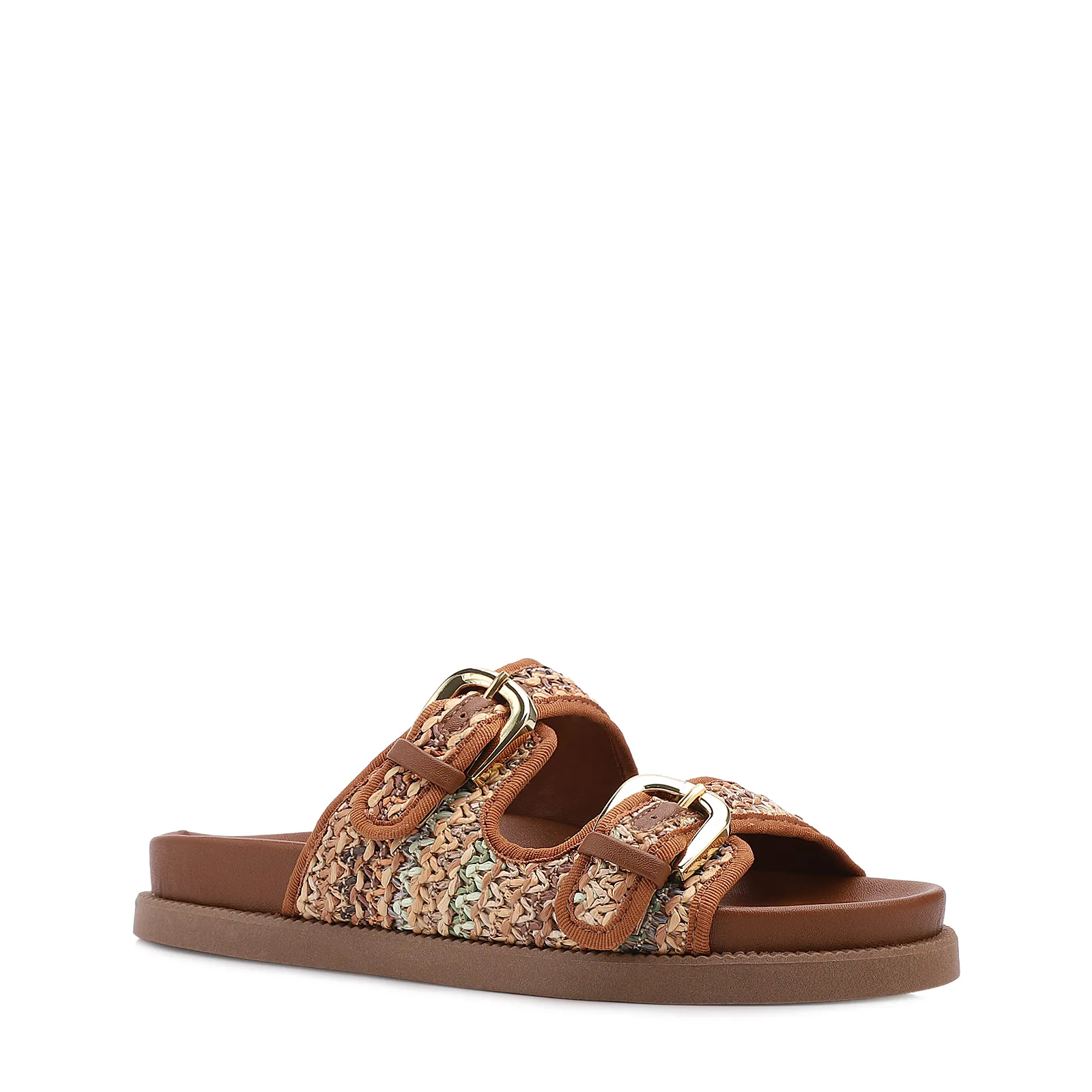 Papete Marrom Claro Alt Acabamento Ráfia Multicolor Fivela