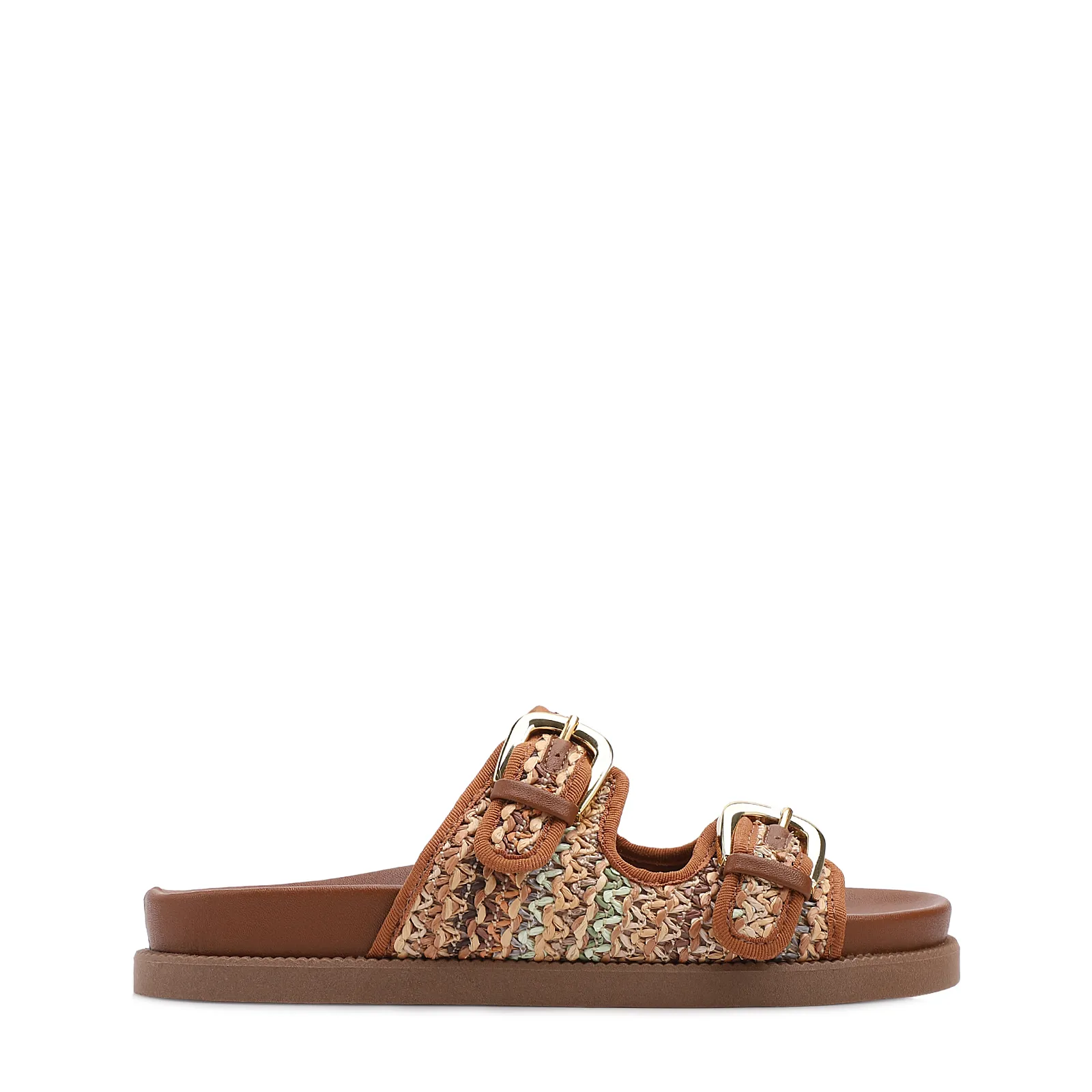 Papete Marrom Claro Alt Acabamento Ráfia Multicolor Fivela