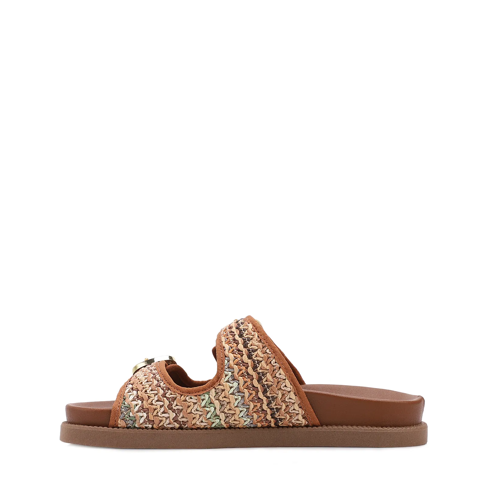 Papete Marrom Claro Alt Acabamento Ráfia Multicolor Fivela