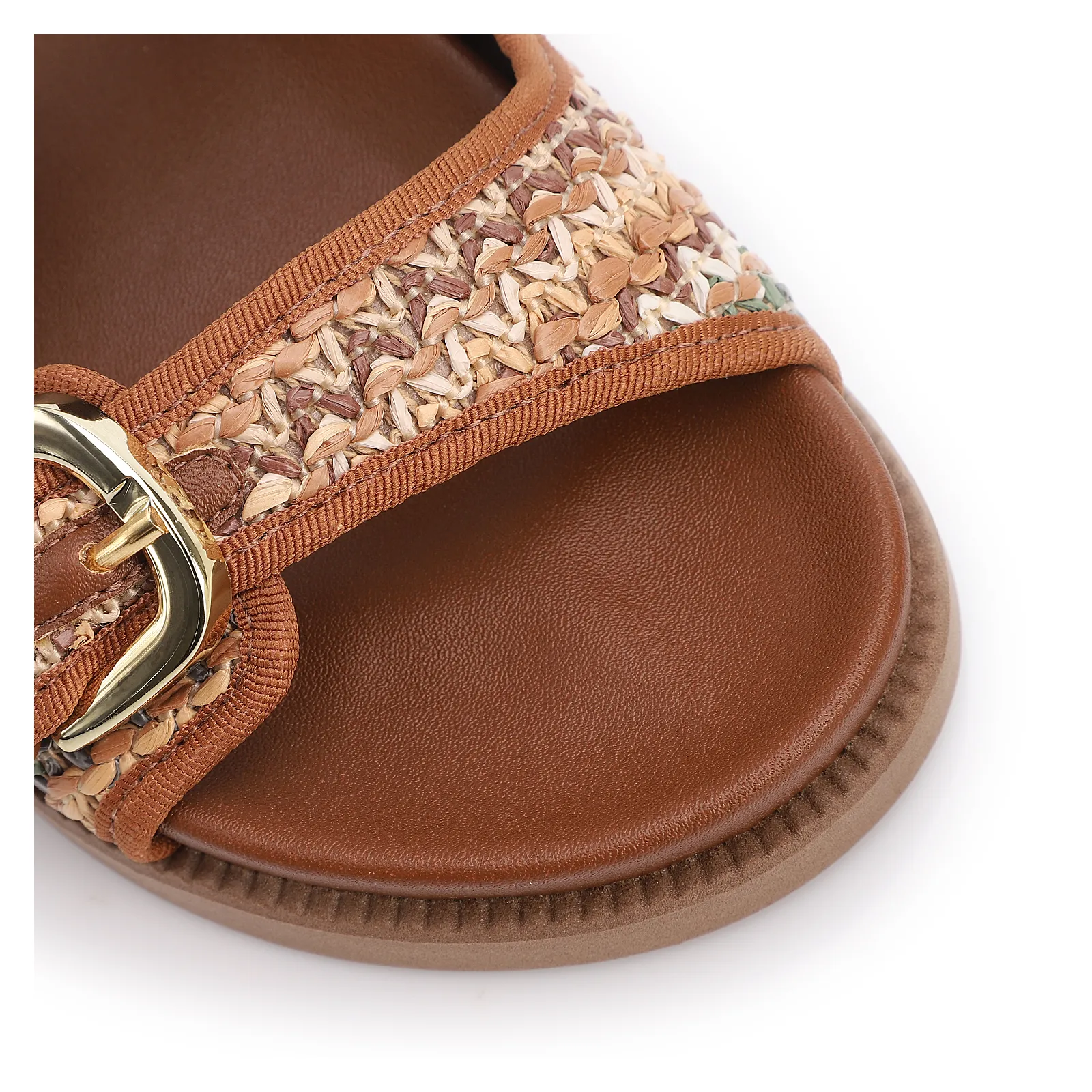 Papete Marrom Claro Alt Acabamento Ráfia Multicolor Fivela
