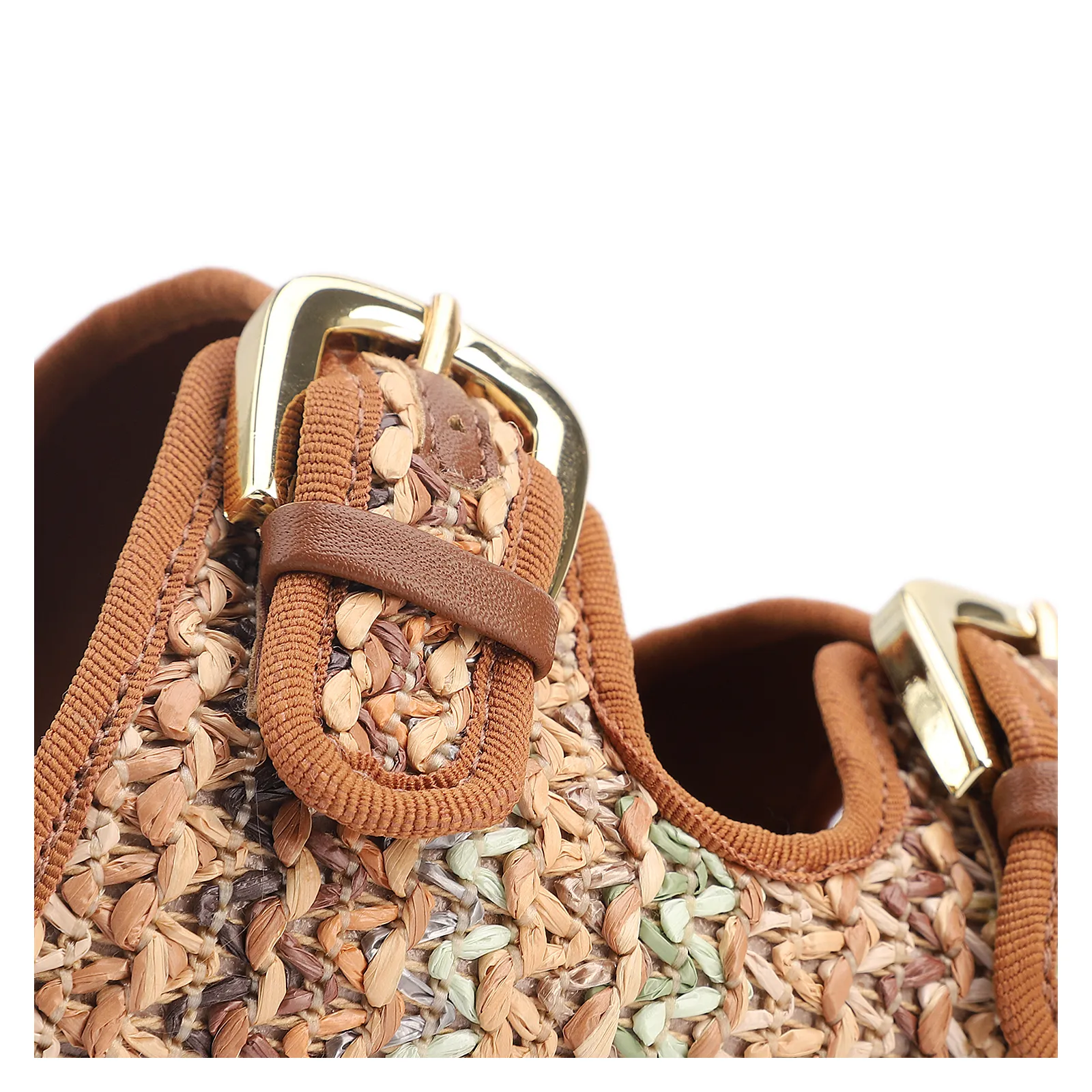 Papete Marrom Claro Alt Acabamento Ráfia Multicolor Fivela