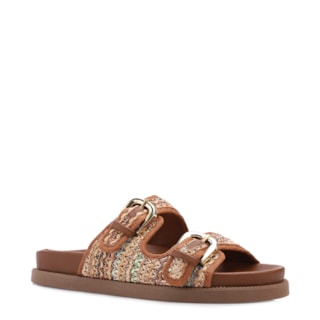 Marrom Claro Alt acabamento Ráfia Multicolor Fivela