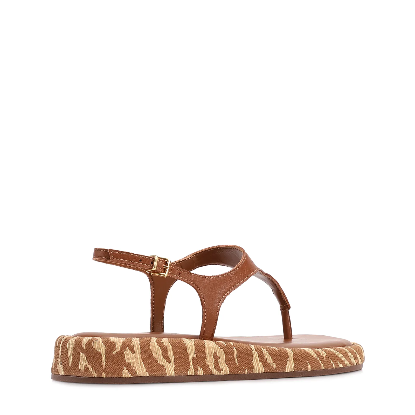 Papete Marrom Claro Couro Animal Print Fivela