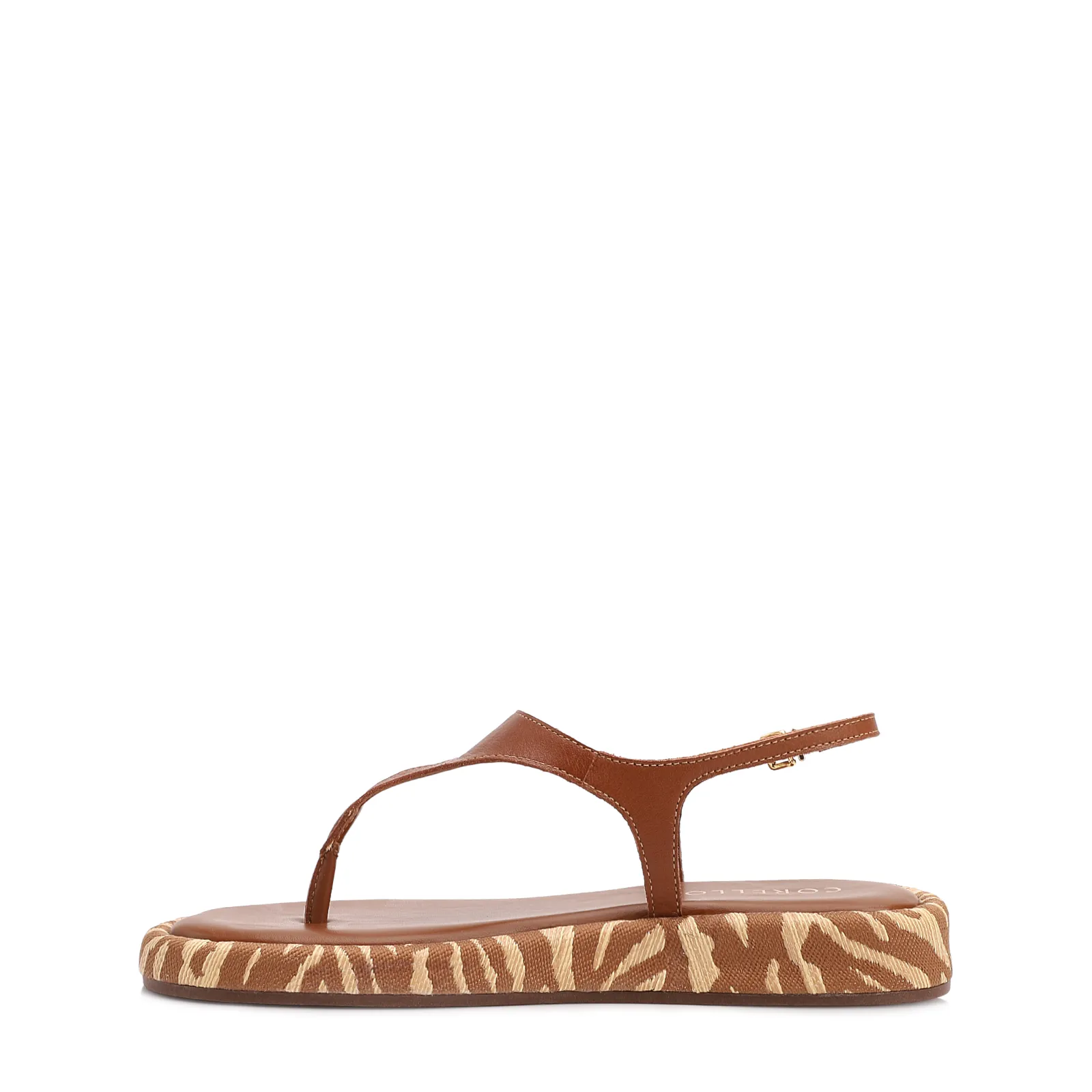 Papete Marrom Claro Couro Animal Print Fivela