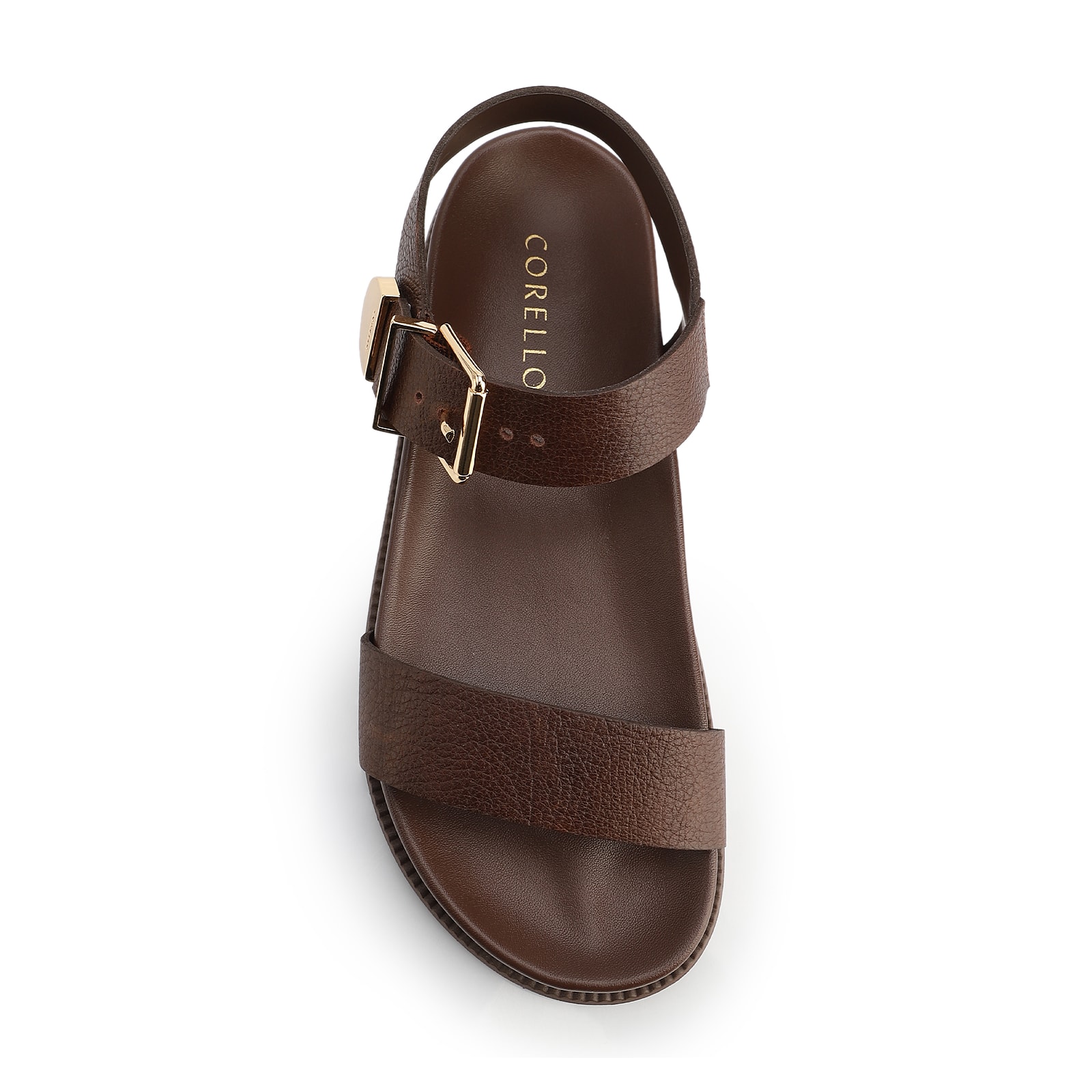 Papete Marrom Couro Antique Maxi Fivela Dourada
