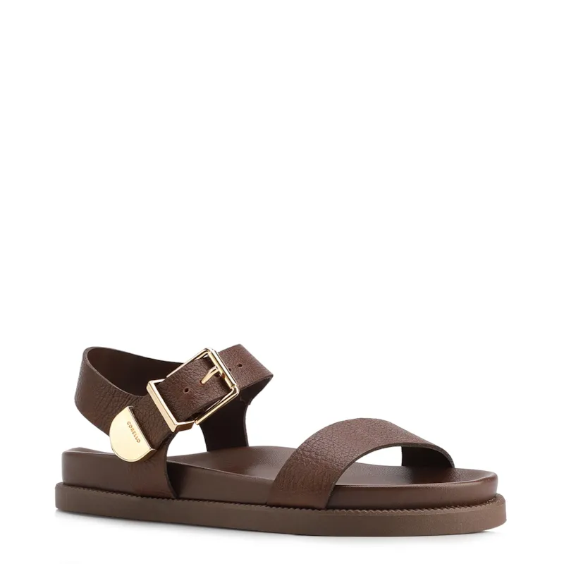 Papete Marrom Couro Antique Maxi Fivela Dourada