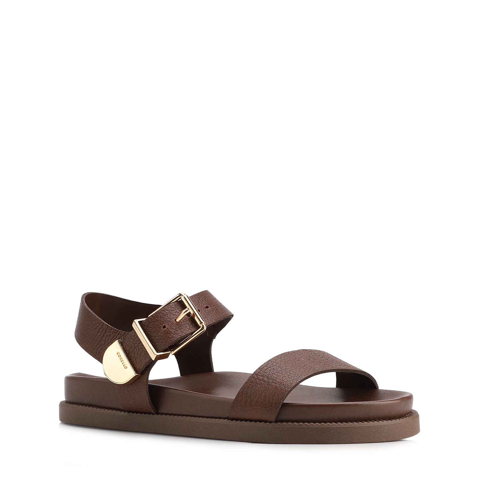 Papete Marrom Couro Antique Maxi Fivela Dourada