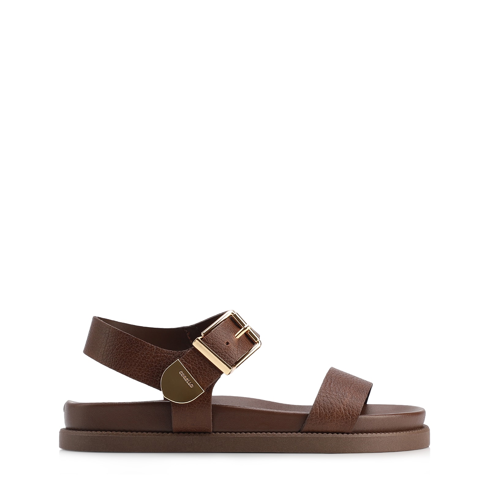 Papete Marrom Couro Antique Maxi Fivela Dourada