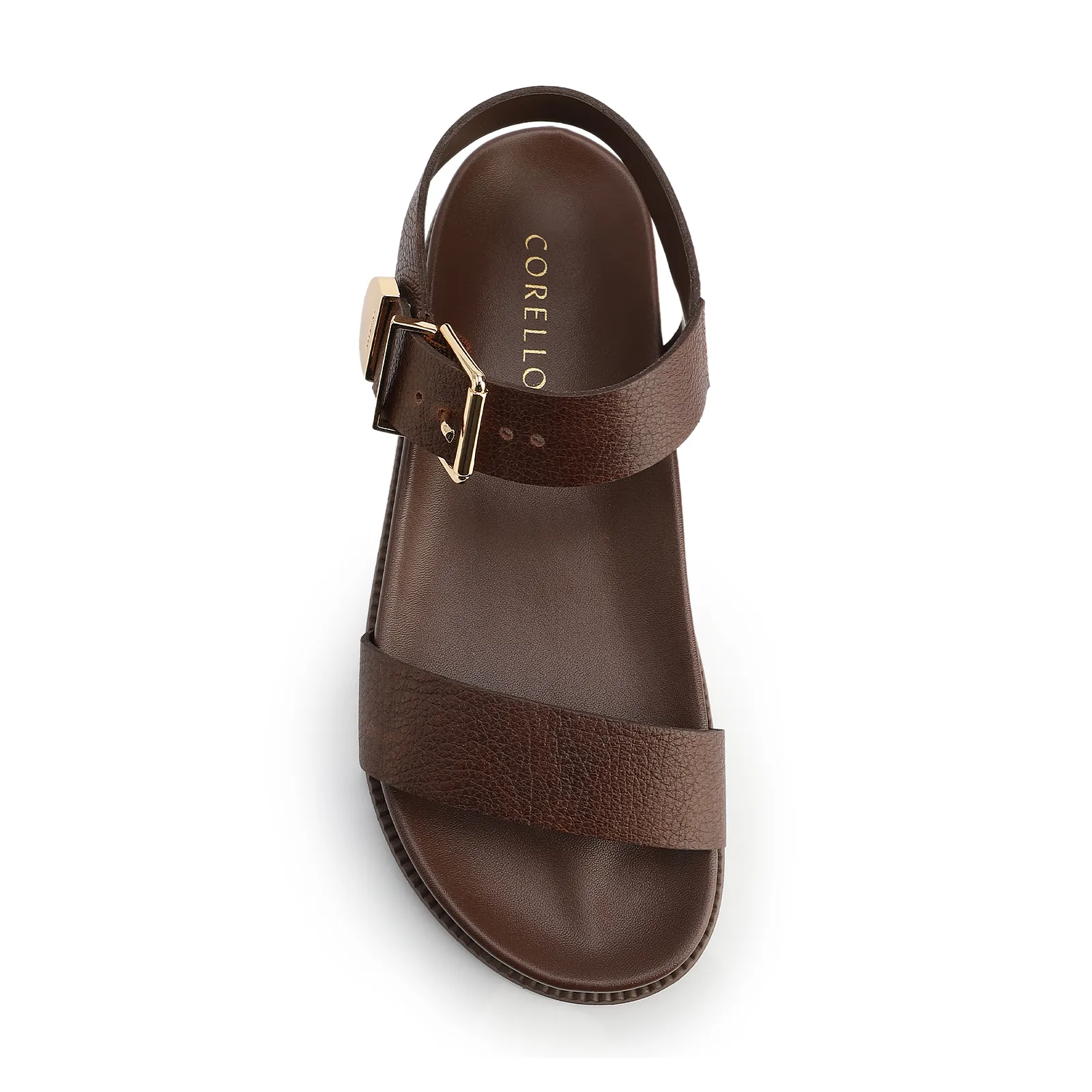 Papete Marrom Couro Antique Maxi Fivela Dourada