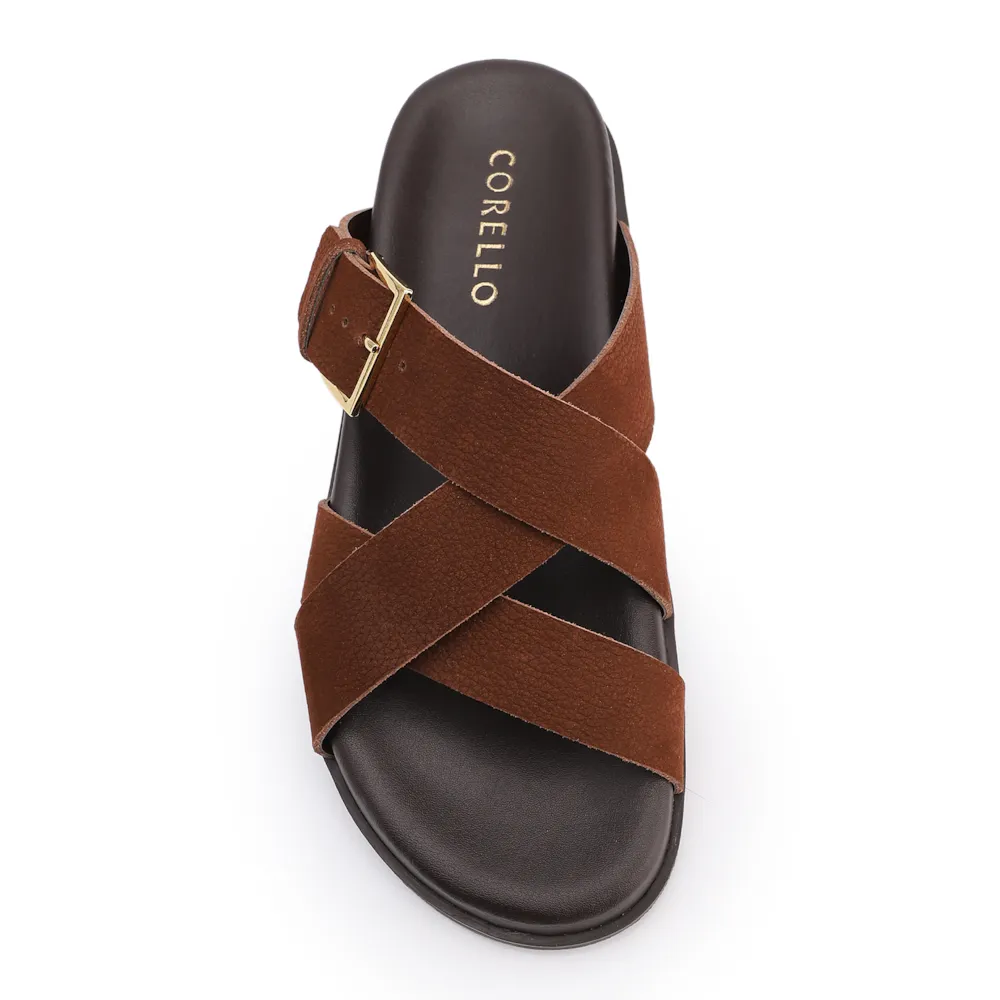 Papete Marrom Couro Nobuck Floater Fivela Dourada - imagem 5