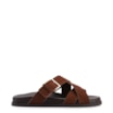 Papete Marrom Couro Nobuck Floater Fivela Dourada - imagem 2