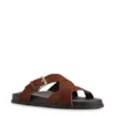 Papete Marrom Couro Nobuck Floater Fivela Dourada - imagem 1