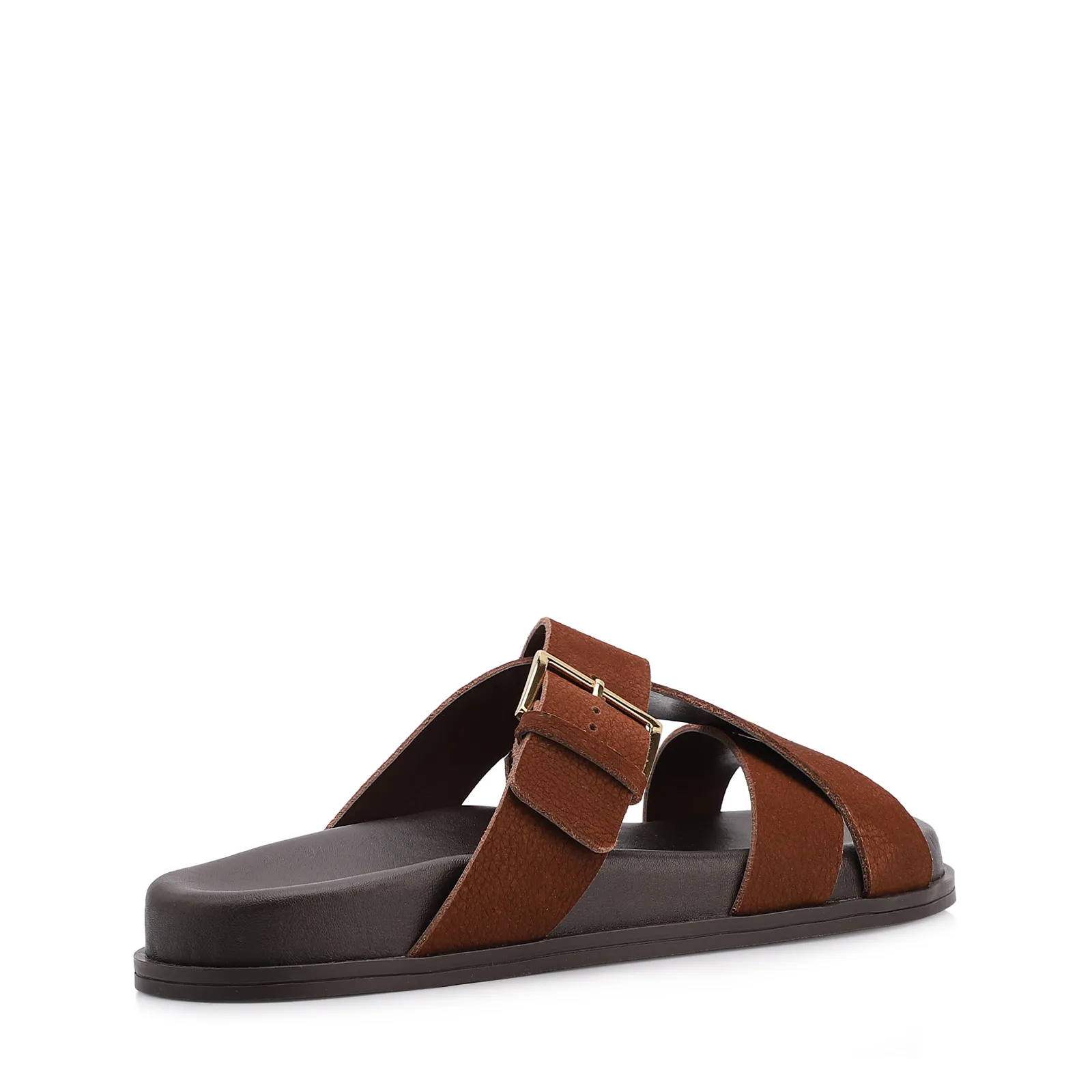 Papete Marrom Couro Nobuck Floater Fivela Dourada