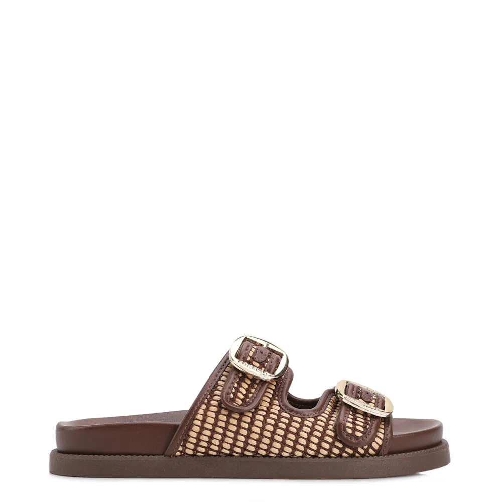 Papete Marrom Ráfia/Alt Tarmada Off White Fivela Dourada - imagem 2