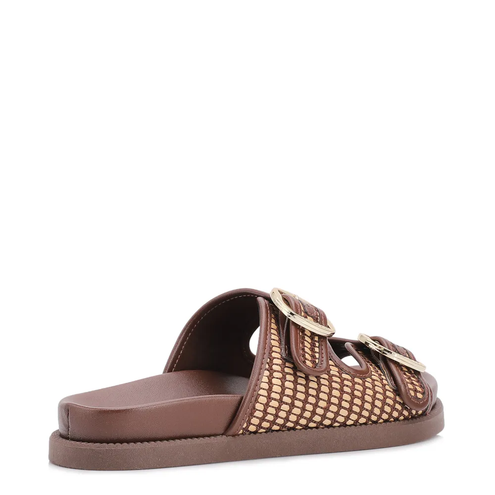 Papete Marrom Ráfia/Alt Tarmada Off White Fivela Dourada - imagem 3