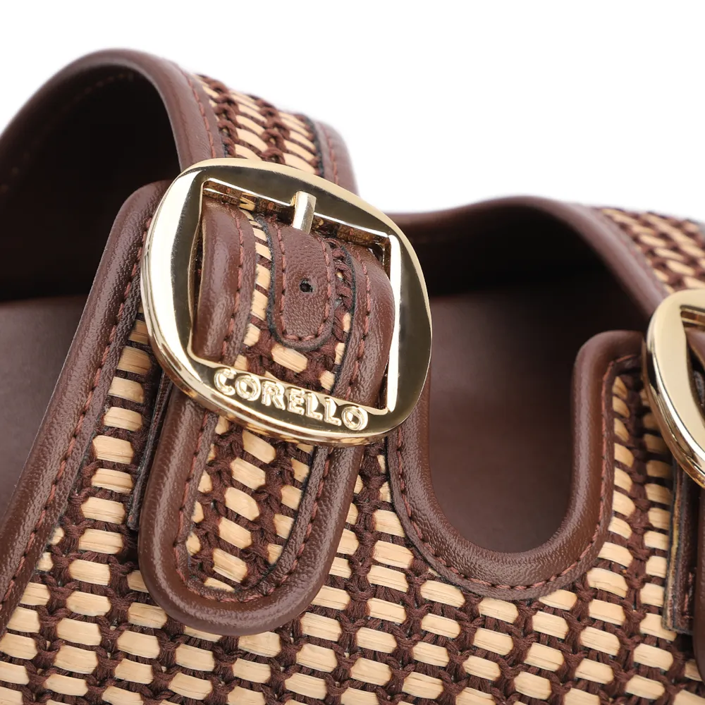 Papete Marrom Ráfia/Alt Tarmada Off White Fivela Dourada - imagem 7