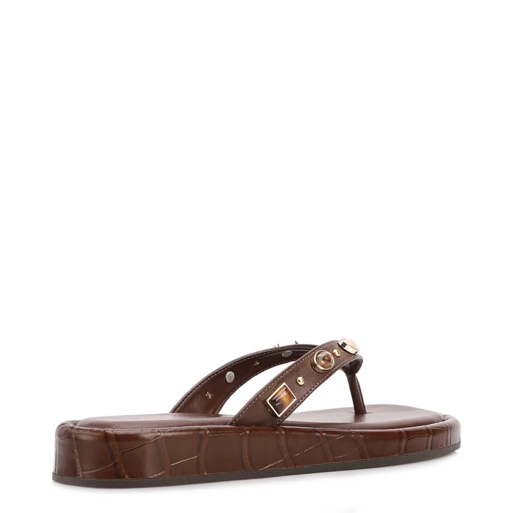 Papete Marrom Salto  Latform Alt Croco Pedras - imagem 3