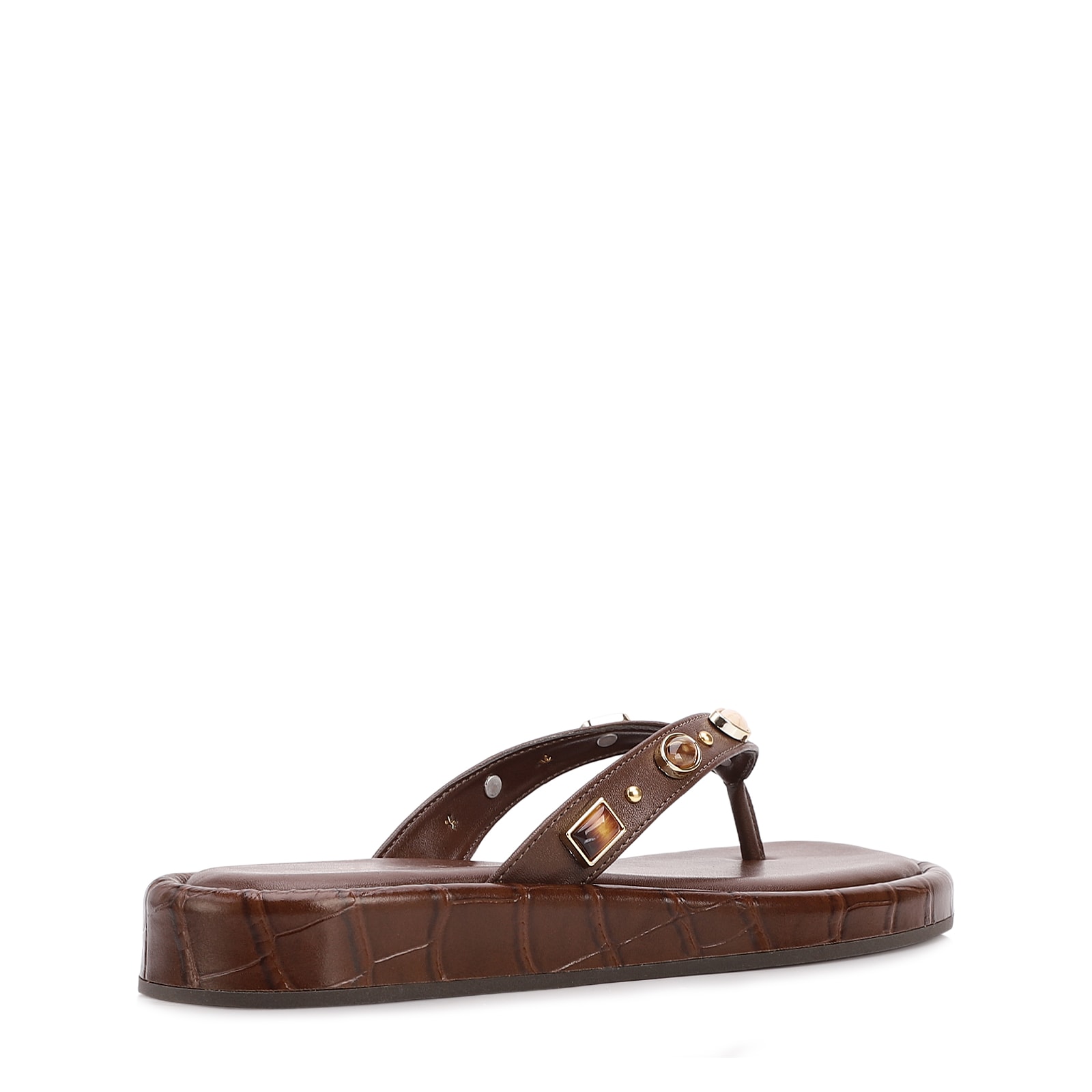 Papete Marrom Salto Latform Alt Croco Pedras