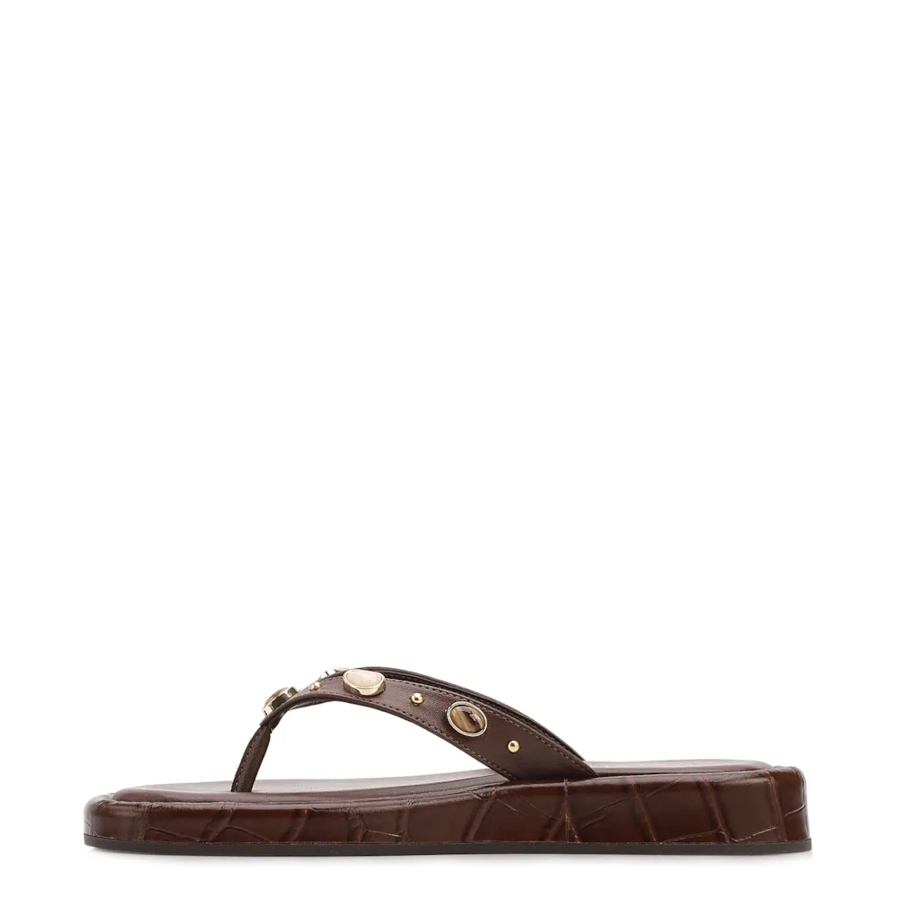 Papete Marrom Salto  Latform Alt Croco Pedras - imagem 4