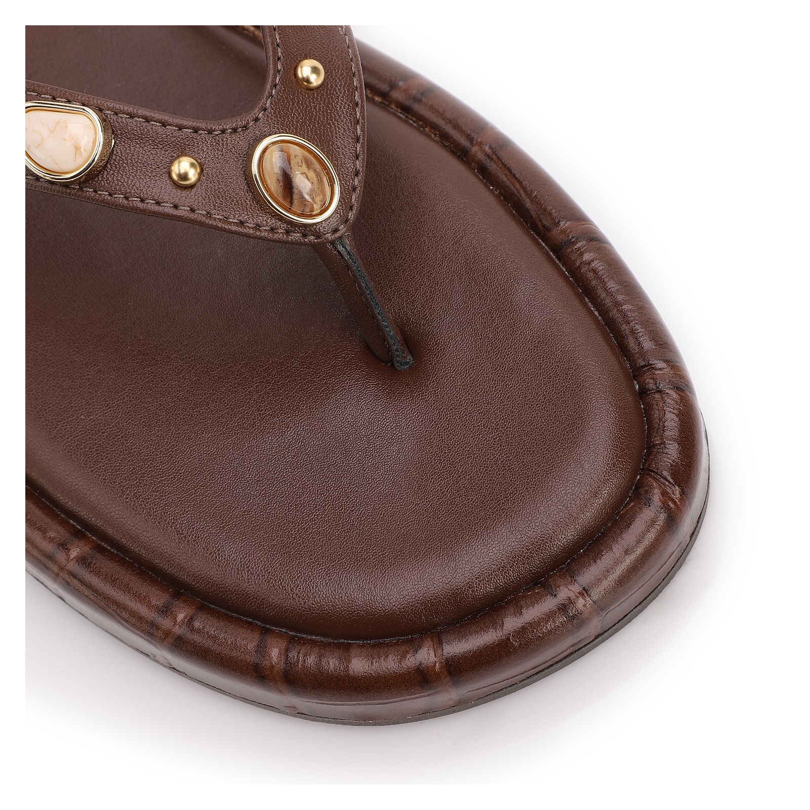 Papete Marrom Salto Latform Alt Croco Pedras