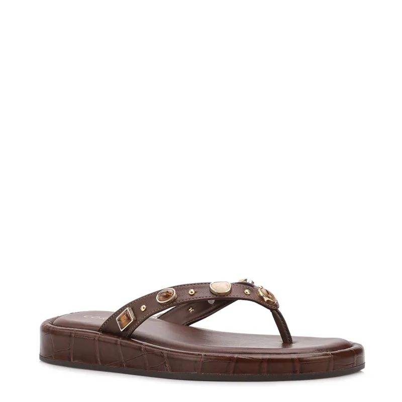 Papete Marrom Salto  Latform Alt Croco Pedras