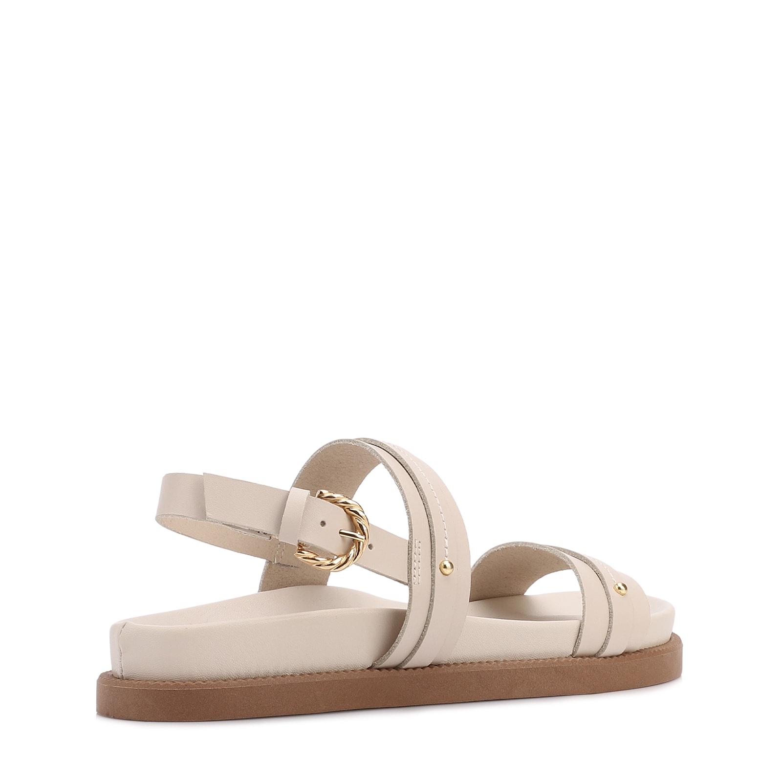 Papete Of White Couro Fivela Tornozelo