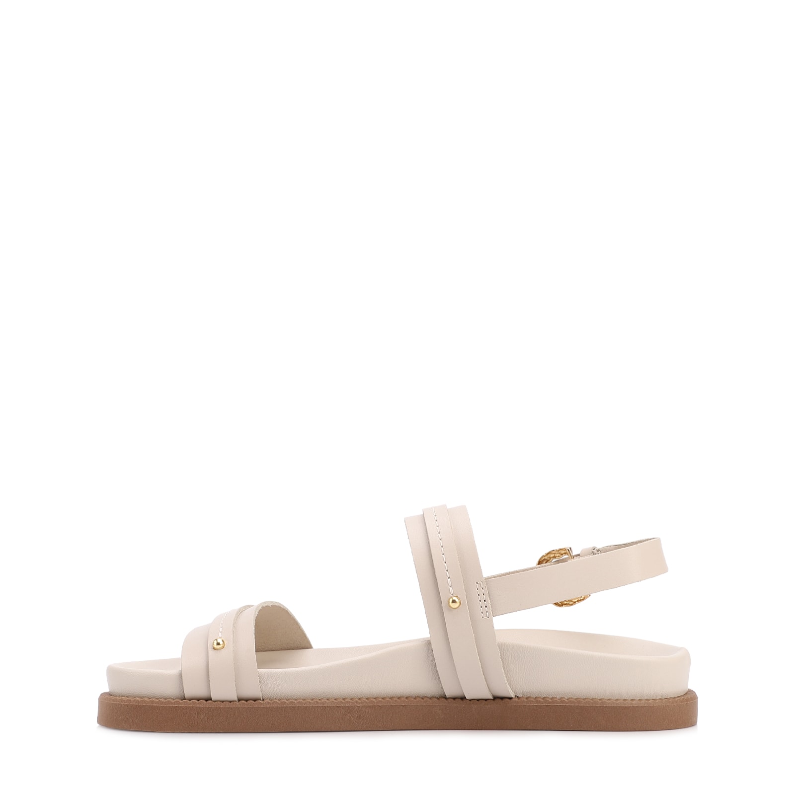 Papete Of White Couro Fivela Tornozelo