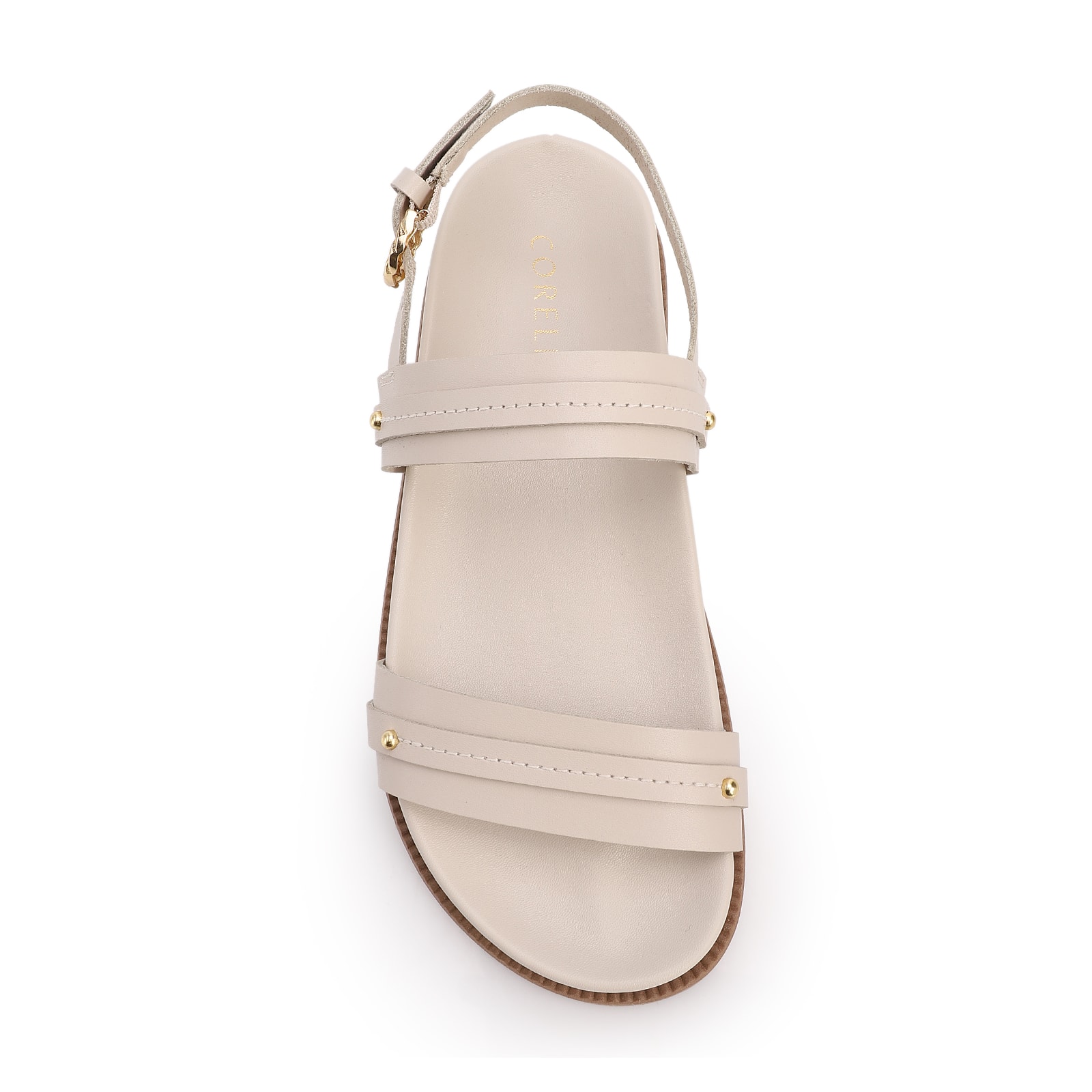 Papete Of White Couro Fivela Tornozelo