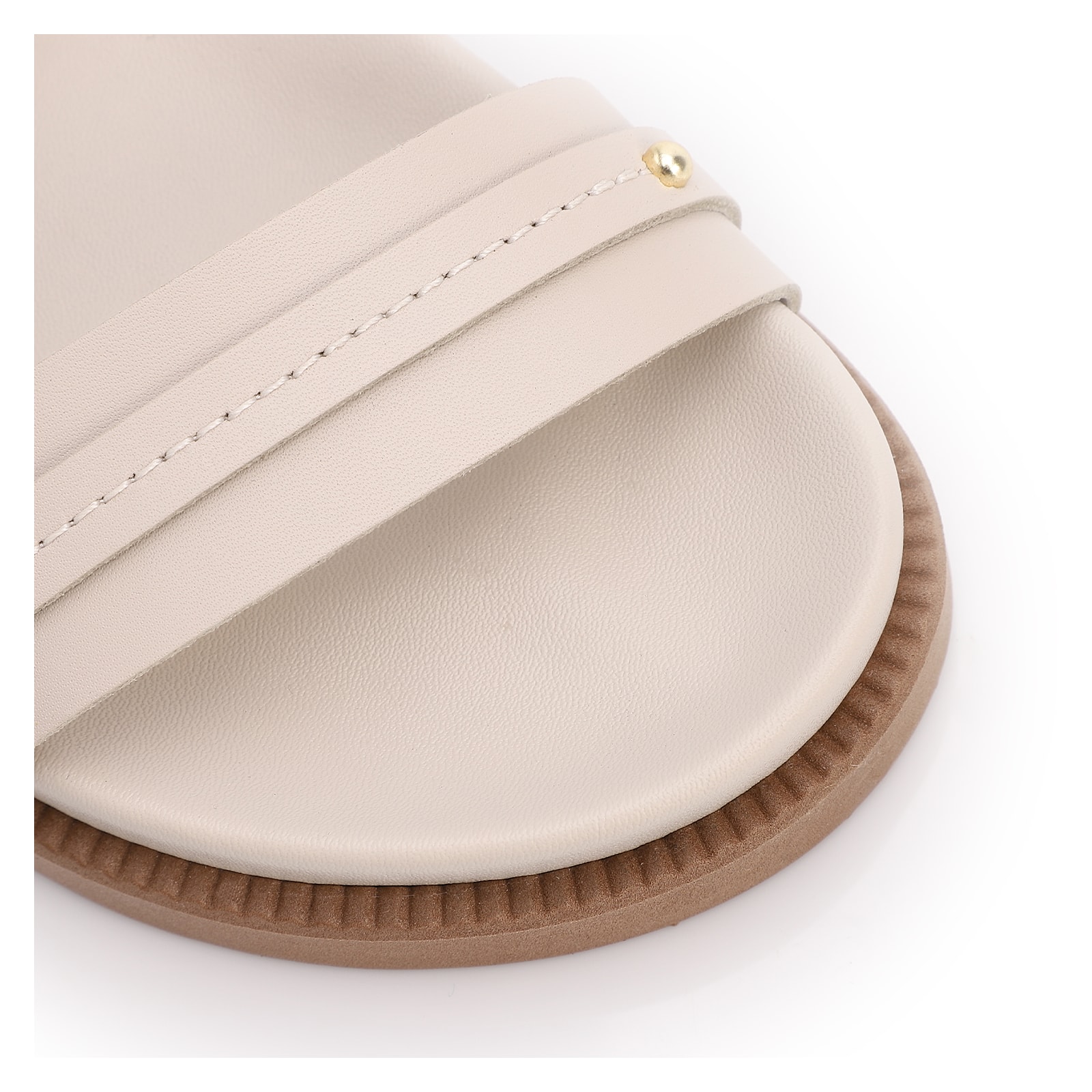 Papete Of White Couro Fivela Tornozelo