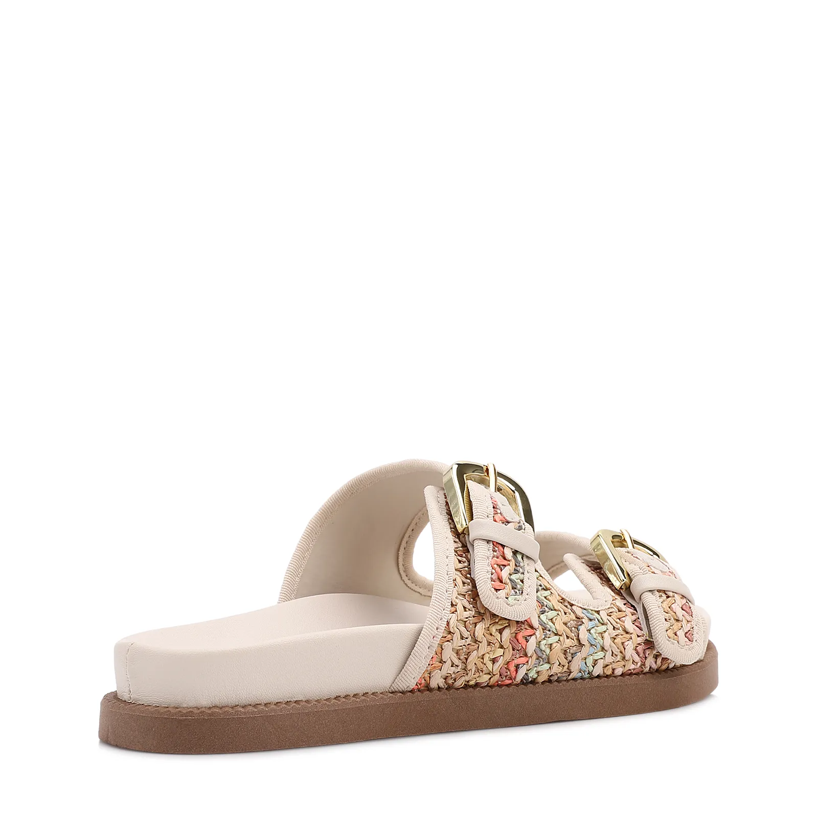 Papete Off White Alt Acabamento Ráfia Multicolor  Fivela