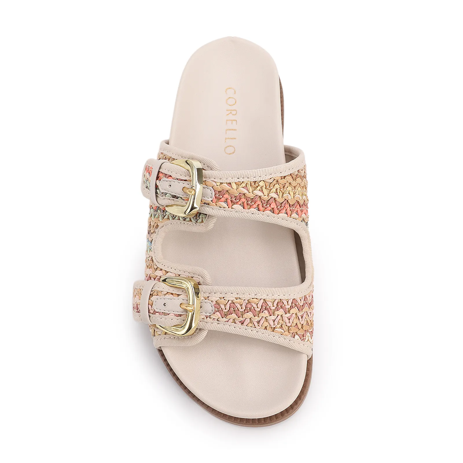 Papete Off White Alt Acabamento Ráfia Multicolor  Fivela